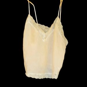 VTG CHRISTIAN DIOR Camisole Pink Cotton With White Lace And Pink Ribbon Bow L